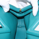 BOTTEGAVENETA Triangle Point Small Bag Leather 2way Turquoise Blue Auth bs35952V-20