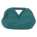 BOTTEGAVENETA Triangle Point Small Bag Leather 2way Turquoise Blue Auth bs35952V-2