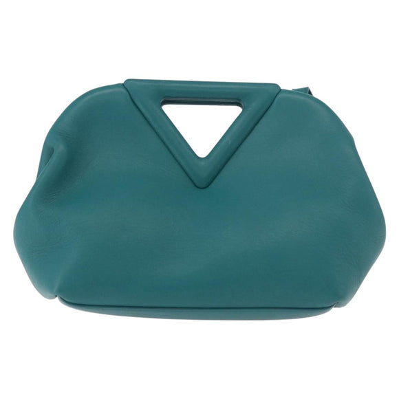BOTTEGAVENETA Triangle Point Small Bag Leather 2way Turquoise Blue Auth bs35952V