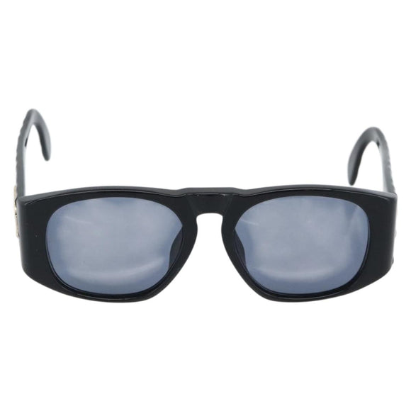 CHANEL Sunglasses Plastic Black Gold CC Auth bs35953