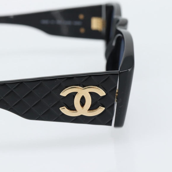 CHANEL Sunglasses Plastic Black Gold CC Auth bs35953