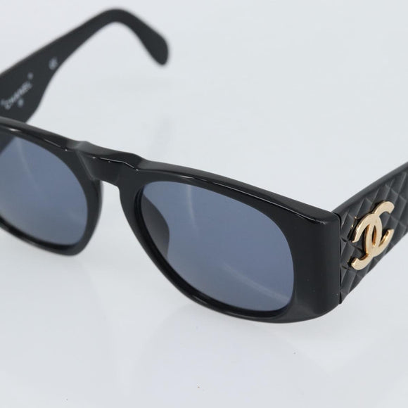 CHANEL Sunglasses Plastic Black Gold CC Auth bs35953