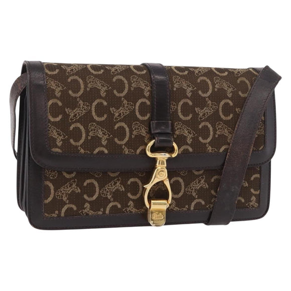 CELINE C Saluki Shoulder Bag Brown Gold Auth bs35956