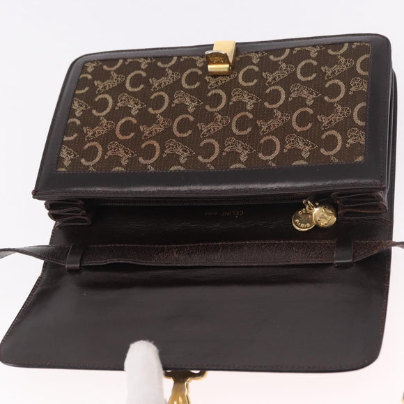 CELINE C Saluki Shoulder Bag Brown Gold Auth bs35956