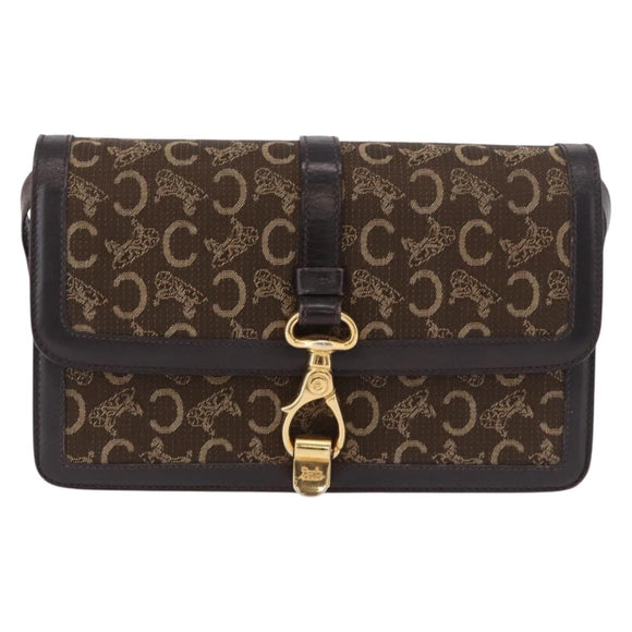 CELINE C Saluki Shoulder Bag Brown Gold Auth bs35956