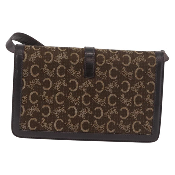 CELINE C Saluki Shoulder Bag Brown Gold Auth bs35956