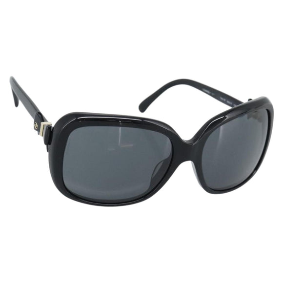 CHANEL Sunglasses Plastic Black Gold CC Auth bs35959