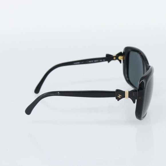 CHANEL Sunglasses Plastic Black Gold CC Auth bs35959