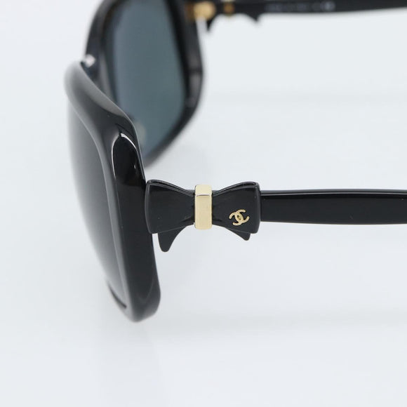 CHANEL Sunglasses Plastic Black Gold CC Auth bs35959