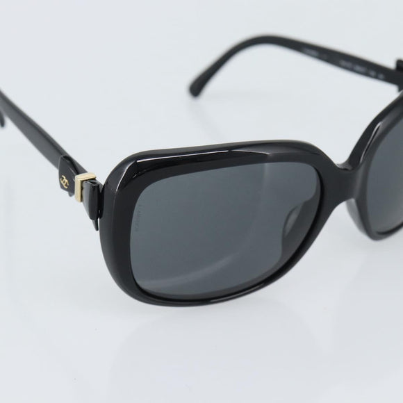 CHANEL Sunglasses Plastic Black Gold CC Auth bs35959