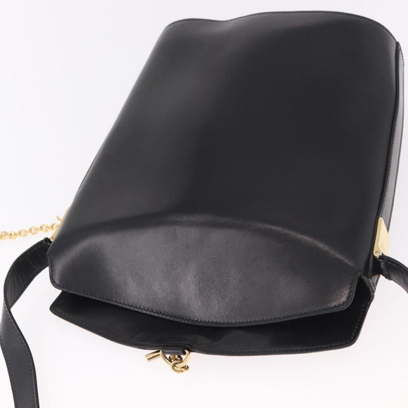 CELINE Shoulder Bag Leather Black Gold Auth bs35960V