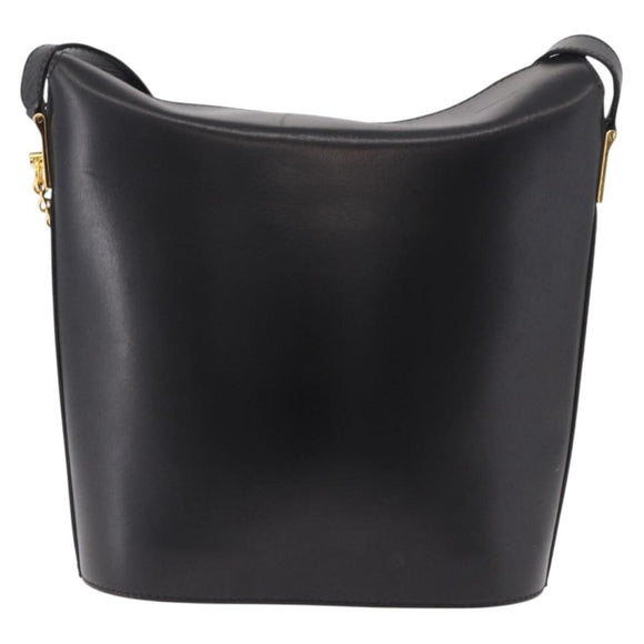 CELINE Shoulder Bag Leather Black Gold Auth bs35960V