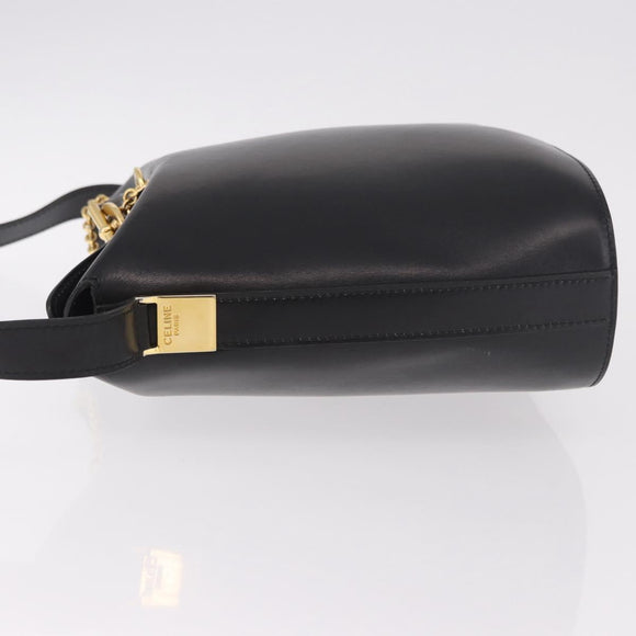CELINE Shoulder Bag Leather Black Gold Auth bs35960V