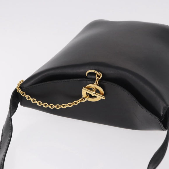 CELINE Shoulder Bag Leather Black Gold Auth bs35960V