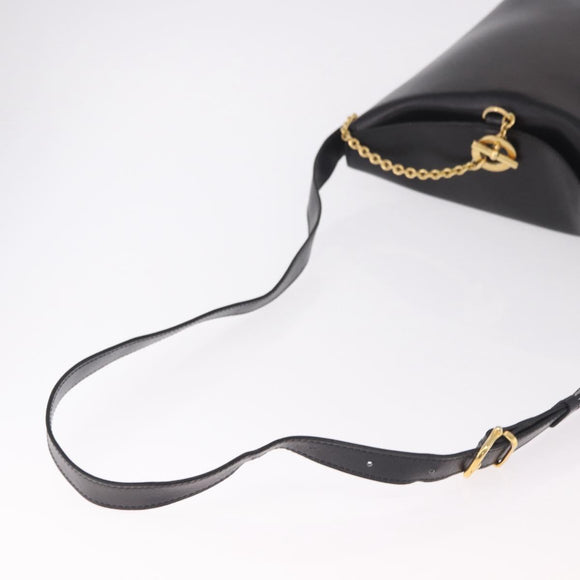 CELINE Shoulder Bag Leather Black Gold Auth bs35960V