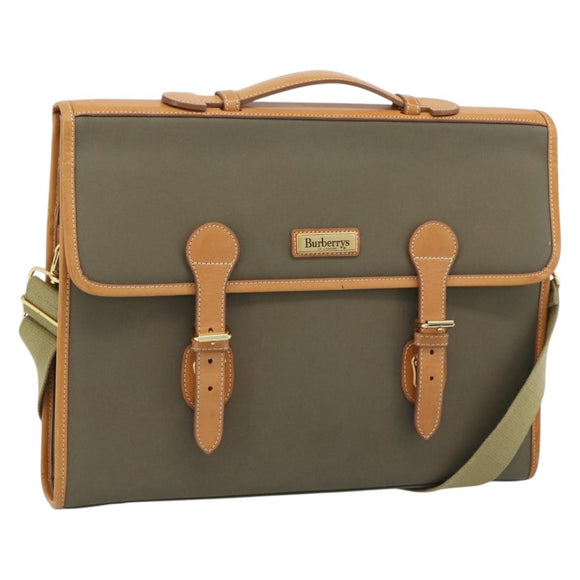 Burberrys Business Bag Canvas 2way Brown Gold Auth bs35965