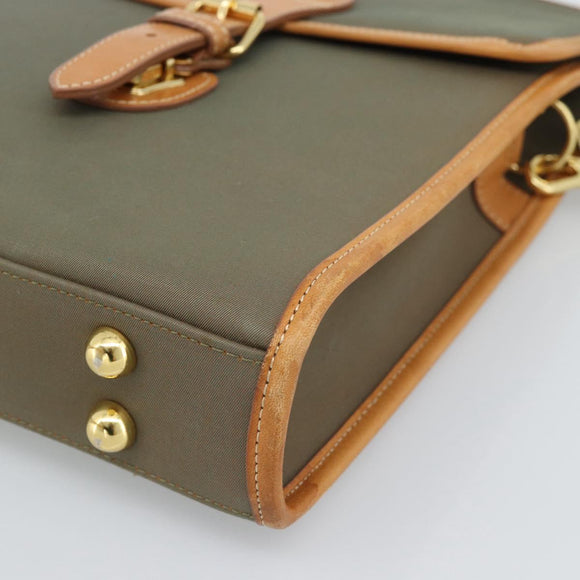 Burberrys Business Bag Canvas 2way Brown Gold Auth bs35965