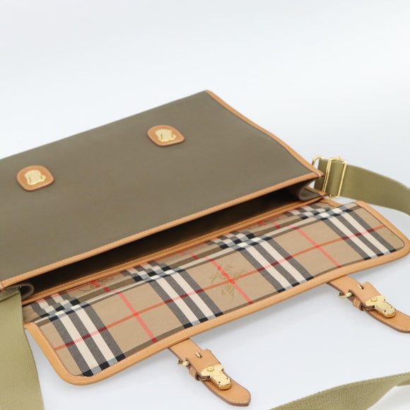 Burberrys Business Bag Canvas 2way Brown Gold Auth bs35965