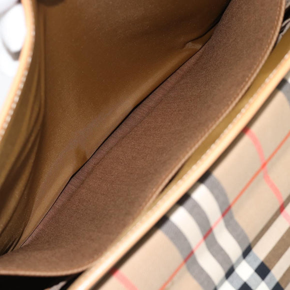 Burberrys Business Bag Canvas 2way Brown Gold Auth bs35965