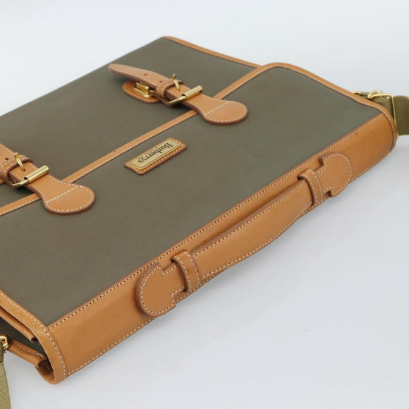 Burberrys Business Bag Canvas 2way Brown Gold Auth bs35965