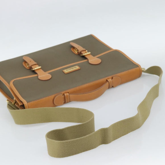 Burberrys Business Bag Canvas 2way Brown Gold Auth bs35965