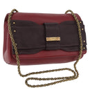 Chloe Ribbon Chain Shoulder Bag Leather Red Gold Auth bs35972A-1