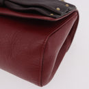 Chloe Ribbon Chain Shoulder Bag Leather Red Gold Auth bs35972A-11