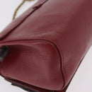 Chloe Ribbon Chain Shoulder Bag Leather Red Gold Auth bs35972A-12