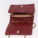 Chloe Ribbon Chain Shoulder Bag Leather Red Gold Auth bs35972A-15