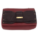 Chloe Ribbon Chain Shoulder Bag Leather Red Gold Auth bs35972A-2