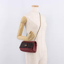 Chloe Ribbon Chain Shoulder Bag Leather Red Gold Auth bs35972A-23