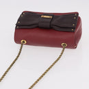Chloe Ribbon Chain Shoulder Bag Leather Red Gold Auth bs35972A-6