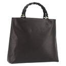 GUCCI Bamboo Hand Bag Leather Brown Gold 002 0505 Auth bs35974-1
