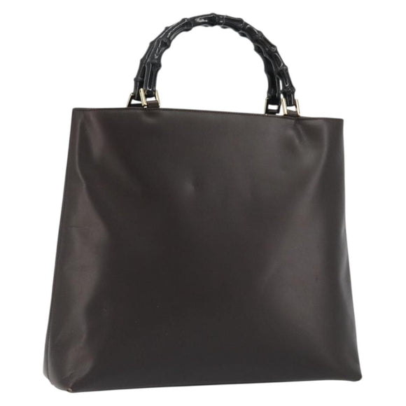 GUCCI Bamboo Hand Bag Leather Brown Gold 002 0505 Auth bs35974