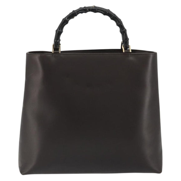 GUCCI Bamboo Hand Bag Leather Brown Gold 002 0505 Auth bs35974
