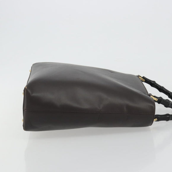 GUCCI Bamboo Hand Bag Leather Brown Gold 002 0505 Auth bs35974