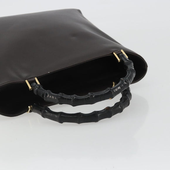 GUCCI Bamboo Hand Bag Leather Brown Gold 002 0505 Auth bs35974