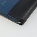 CELINE Long Wallet Leather Blue Black gold Auth bs35975-16