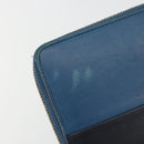 CELINE Long Wallet Leather Blue Black gold Auth bs35975-8