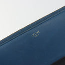 CELINE Long Wallet Leather Blue Black gold Auth bs35975-17