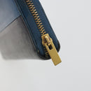 CELINE Long Wallet Leather Blue Black gold Auth bs35975-9