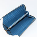 CELINE Long Wallet Leather Blue Black gold Auth bs35975-10