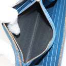 CELINE Long Wallet Leather Blue Black gold Auth bs35975-11