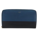 CELINE Long Wallet Leather Blue Black gold Auth bs35975-13