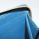 CELINE Long Wallet Leather Blue Black gold Auth bs35975-12