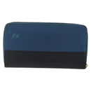 CELINE Long Wallet Leather Blue Black gold Auth bs35975-2