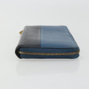 CELINE Long Wallet Leather Blue Black gold Auth bs35975-3