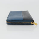 CELINE Long Wallet Leather Blue Black gold Auth bs35975-4