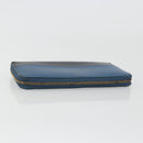 CELINE Long Wallet Leather Blue Black gold Auth bs35975-5