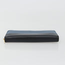 CELINE Long Wallet Leather Blue Black gold Auth bs35975-6